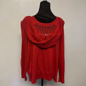 Women's Covington Red Cowl Neck Sweater with Sequins Plus Size 16-18W